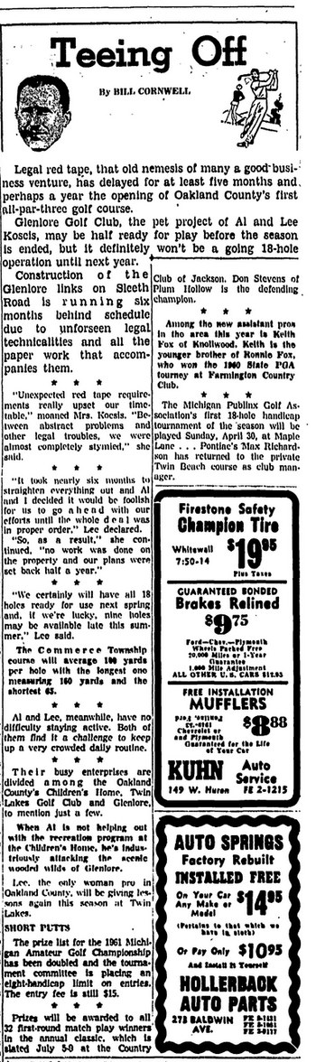 Glenlore Golf Course (Glenlore Golf Club) - April 1961 Opening Complications (newer photo)